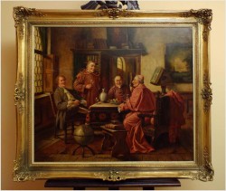 MALARSTWO RODZAJOWE! GEMÜTLICHE RUNDE - (Claüs BERNER XIX/XXw.) München