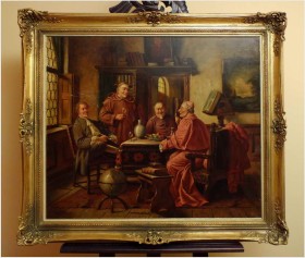 MALARSTWO RODZAJOWE! GEMÜTLICHE RUNDE - (Claüs BERNER XIX/XXw.) München