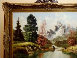 MALARSTWO NIEMIECKIE! PIĘKNY KRAJOBRAZ ALPEJSKI - sygn Warnoth XXw.