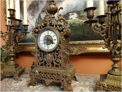 Zobacz! Wspaniały Barokowy Zegar z Kandelabrami - Brąz XIXw.