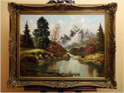 MALARSTWO NIEMIECKIE! PIĘKNY KRAJOBRAZ ALPEJSKI - sygn Warnoth XXw.