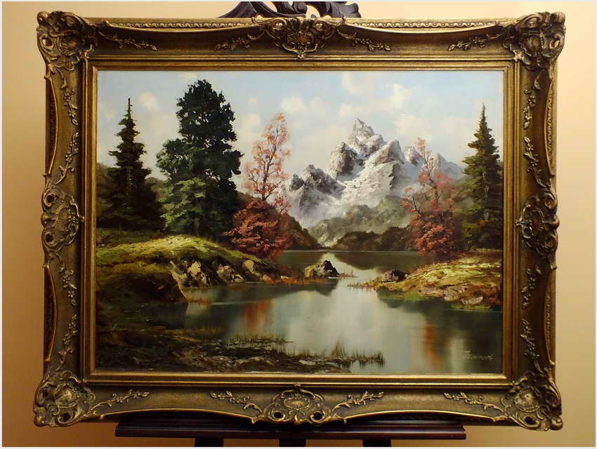 MALARSTWO NIEMIECKIE! PIĘKNY KRAJOBRAZ ALPEJSKI - sygn Warnoth XXw.