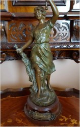 UWAGA PIĘKNOŚĆ! STARA FIGURALNA LAMPA NAFTOWA XIXw. (ORYGINALNE SZKŁA)