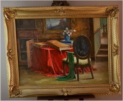 Wyjątkowa Pozycja! Wnętrze Biblioteki w Porannym Świetle - Richard Léon LEUTENEZ (1881-1963)