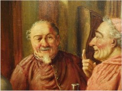 MALARSTWO RODZAJOWE! GEMÜTLICHE RUNDE - (Claüs BERNER XIX/XXw.) München