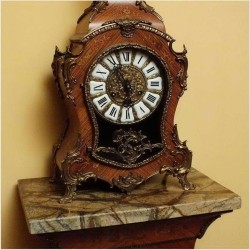 STOJĄCY ZEGAR W STYLU BOULLE Z KONSOLĄ - INTARSJA, BRĄZ, MARMUR 170CM.