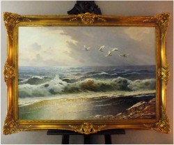 POLECAMY DO HOTELU LUB SALONU! WIDOK NA MORZE PÓŁNOCNE (NORDSEE) - GUSTAW WEISS/GUWE (ROZMIAR XXL 140cmx100cm)