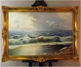 POLECAMY DO HOTELU LUB SALONU! WIDOK NA MORZE PÓŁNOCNE (NORDSEE) - GUSTAW WEISS/GUWE (ROZMIAR XXL 140cmx100cm)