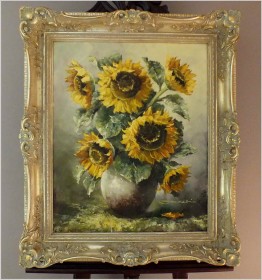 PAŁACOWY BUKIET KWIATÓW, SŁONECZNIKI W WAZONIE - (NIEMCY XXw.)