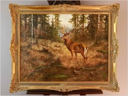 Malarstwo Aukcyjne! Jeleń Na Rykowisku - oryg. Georg Majewicz (1897-1965)