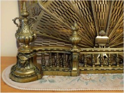 SECESYJNE WILKI DO KOMINKA, DEKORACJA KOMINKA - BRĄZ, FRANCJA XIXw.