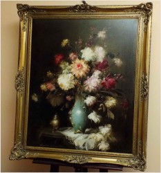 Pałacowe malarstwo, kwiaty w wazonie - Kömpöczy Balogh Endre (Hungary,1911-1977)  120cm x 100cm