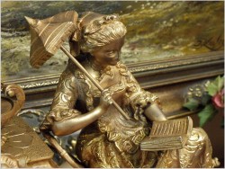 MEDALOWY WYJĄTKOWY ZEGAR FIGURALNY - BRĄZ (JAPY FRERES 1840r.) ZIELONY ONYX!