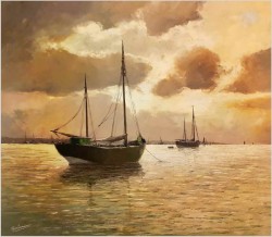 Marynistyka! Łodzie Żaglowe na Redzie Büsum  - E.R. Schürmann *1898