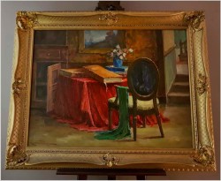 Wyjątkowa Pozycja! Wnętrze Biblioteki w Porannym Świetle - Richard Léon LEUTENEZ (1881-1963)