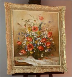 Bukiet Dzikich Kwiatów w Szklanym Wazonie - Nicole Parisini *1924