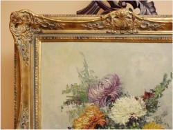 MALARSTWO WĘGIERSKIE, CHRYZANTEMY W WAZONIE - FERENC SZEKELY (1900-1988 Hungary)