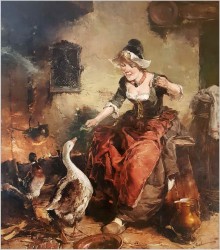 GOSPOSIA Z GĘSIAMI - DICKMEIS GERHARD (HEINSBERG 1918 - 1978 JÜLICH)