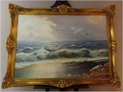 POLECAMY DO HOTELU LUB SALONU! WIDOK NA MORZE PÓŁNOCNE (NORDSEE) - GUSTAW WEISS/GUWE (ROZMIAR XXL 140cmx100cm)