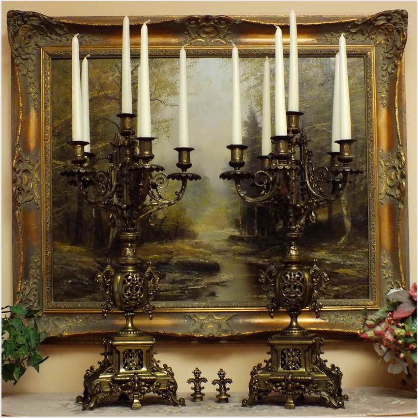 RARYTAS! KOMPLET DUŻYCH PAŁACOWYCH KANDELABRÓW Z FRANCJI XIXw.