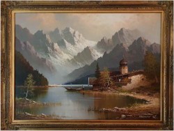 Wspaniałe malarstwo! Bergsee Monte Bivera - Gustaw Weiss/Guwe (1886-1973)