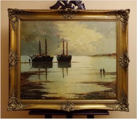 SCHIFFE IM WATTMEER - Arnold GRABONÉ  (1896-1982r.)