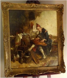 UWAGA, WYPRZEDAŻ KOLEKCJI! STARUSZEK GRAJĄCY NA CYTRZE  - DICKMEIS GERHARD (1918 – 1978)