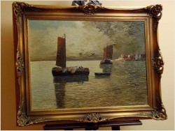 SONNENAUFGANG IM HAFEN VON ALEXANDRIA - GRABONÉ Arnold (1896-1982)