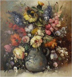 WYJĄTKOWY!  KWIATY W PAŁACOWEJ RAMIE - OTMAR LEDERER (MUNCHEN *1926)