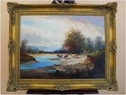 POLECAMY! PEJZAŻ Z KROWAMI ~ HELMUT STADELHOFER (1914- 1979)