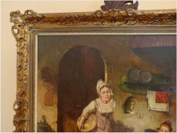 GOSPOSIA I BAWIĄCE SIĘ DZIECI - SCENA RODZAJOWA! DICKMEIS GERHARD (1918-1978r.)