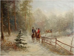 RARYTAS ZIMOWY! PRZEJAŻDŻKA KONNA - W.v.Kamp (120cm x 90cm)