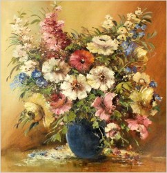 WYJĄTKOWE MALARSTWO W PAŁACOWEJ RAMIE!  KWIATY W WAZONIE - NIEMCY XXw.