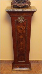 STOJĄCY ZEGAR W STYLU BOULLE Z KONSOLĄ - INTARSJA, BRĄZ, MARMUR 170CM.