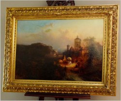 POLECAMY MUZEALNY OBRAZ! MOTYW DUNAJU Z WIDOKIEM NA PASSAU - FRANZ EMIL KRAUSE (1836-1900)