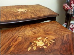 Trzy Stoliki Kawowo-Herbaciane z Intarsją - Trojaki | Ludwik Filip XV.