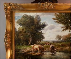 Nastrojowy Obraz! Krowy Przy Wodopoju - Karl Mohr (Düsseldorf 1922-2013)