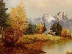 Na rozlewiskach! Wielki stary obraz olejny - Oryg. Georg Kuboth (Schlesien, Śląsk 1916-2004) 135cm x 75cm