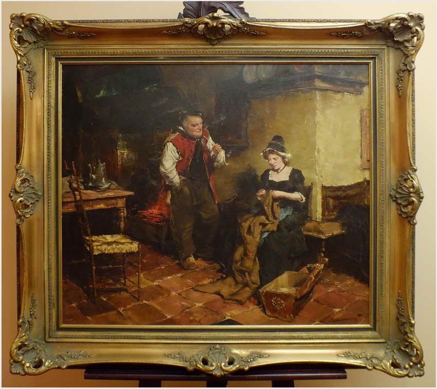 MALARSTWO AUKCYJNE! SCENA RODZAJOWA - DICKMEIS GERHARD (Heinsberg 1918 – 1978 Jülich)