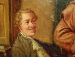 MALARSTWO RODZAJOWE! GEMÜTLICHE RUNDE - (Claüs BERNER XIX/XXw.) München