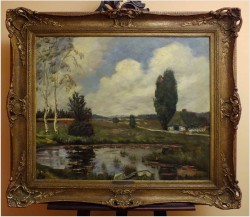 PIĘKNY KRAJOBRAZ W DUŻEJ BAROKOWEJ RAMIE ~ Carl Wilhelm Mosblech (1868-1934)