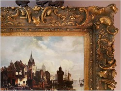 HOLLÄNDISCHE HAFENSTADT -  B.LAMBERT, Karl Kaufmann (Österreich, 1843–1901/05)