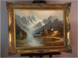 Wspaniałe malarstwo! Bergsee Monte Bivera - Gustaw Weiss/Guwe (1886-1973)