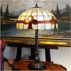 BRĄZ! BAROKOWA WITRAŻOWA LAMPA DO BIURA TIFFANY!