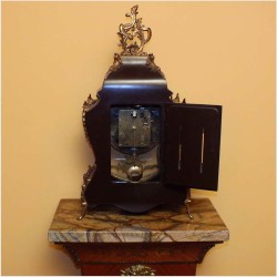 STOJĄCY ZEGAR W STYLU BOULLE Z KONSOLĄ - INTARSJA, BRĄZ, MARMUR 170CM.