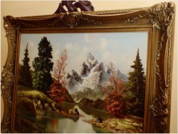 MALARSTWO NIEMIECKIE! PIĘKNY KRAJOBRAZ ALPEJSKI - sygn Warnoth XXw.