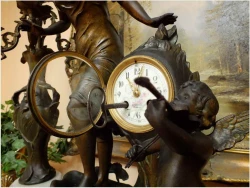 POLECAMY! PAŁACOWY ORYGINALNY ZEGAR Z KANDELABRAMI ART NOUVEAU 1900r.