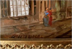 Wyjątkowe malarstwo! Widok na niemieckie przedmieście miasta, Celle - Klaus Rochel (*1936)