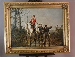 Stary obraz - Zwiadowcy! Soldaten mit pickelhaube - Carl Becker XIXw.