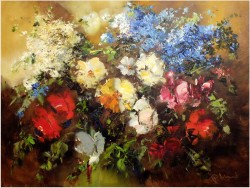 PAŁACOWE MALARSTWO! KWIATY W WAZONIE - Ingfried Paul HENZE-MORRO (1925-2013) CERTYFIKAT!